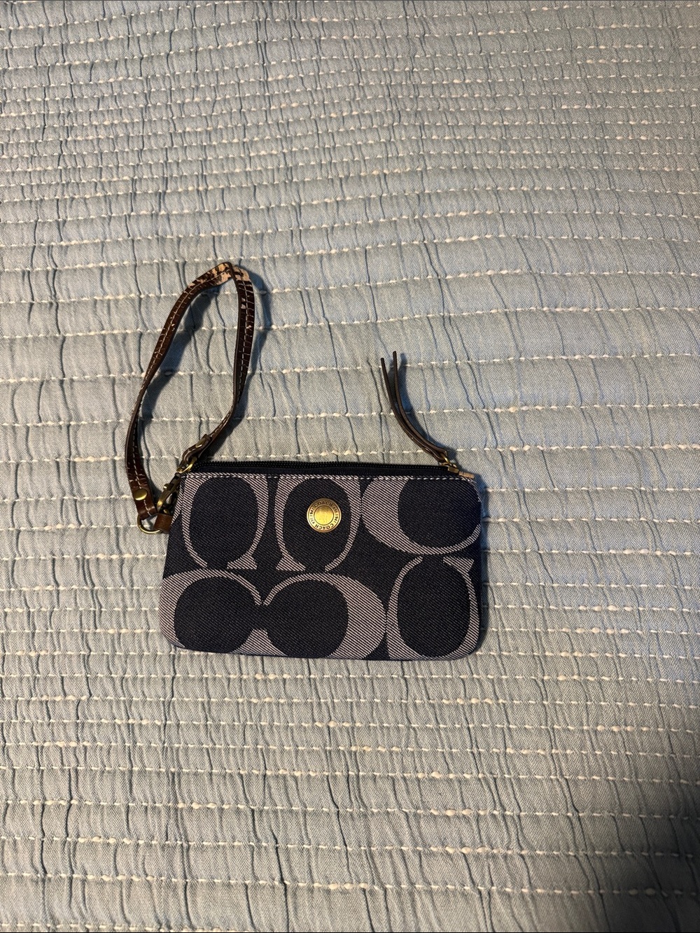 Coach Signature Canvas Wristlet in Black and Gray